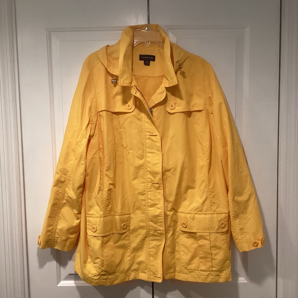 Lands' End Women's Yellow Utility windbreaker Jacket Size XLarge